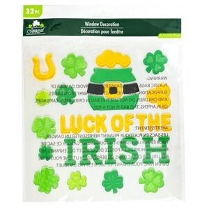 NEW Cute 32 ct Window Gel Clings Decoration St Patricks Day Luck of the Irish!